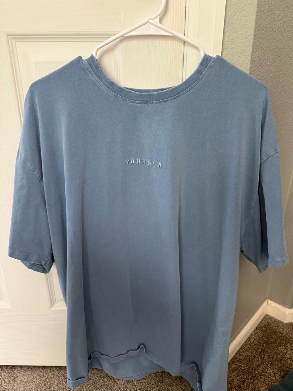 YoungLA Men's Washed Light Blue Crewneck Tee